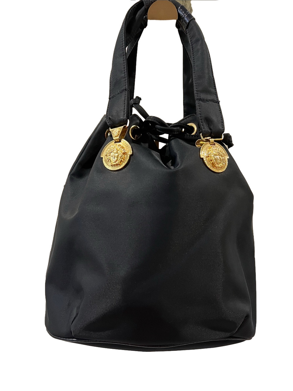 Versace Black Nylon Bucket Bag
